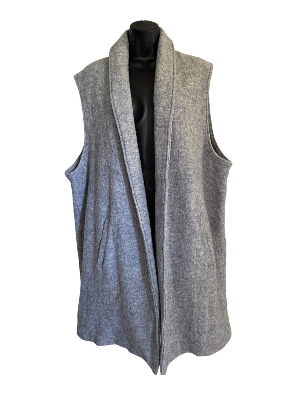 Cynthia Rowley Lagenlook Quiet Lux Gray Sleeveless Shawl-Collar Knit Vest Sz 2X